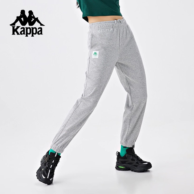 Kappa春夏户外运动休闲裤子女薄款百搭纯色印花收脚卫裤男女通用