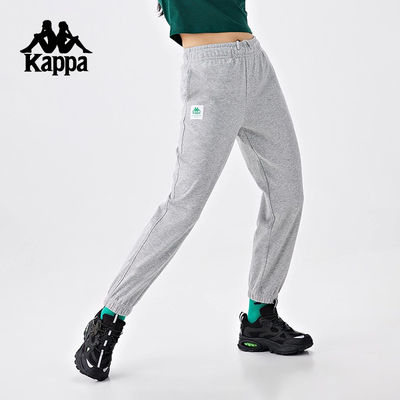 Kappa春夏户外运动休闲裤子女薄款百搭纯色印花收脚卫裤男女通用