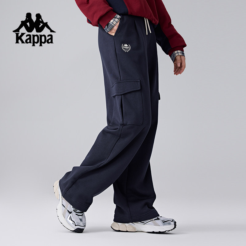 Kappa卡帕背靠背新款运动长裤弹力裤子针织休闲裤女款直筒工装裤