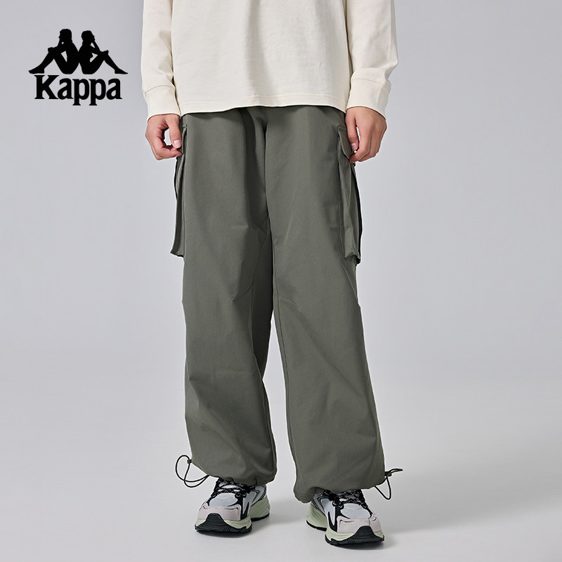 Kappa卡帕背靠背休闲裤男士新款宽松直筒长裤户外运动裤子工装风