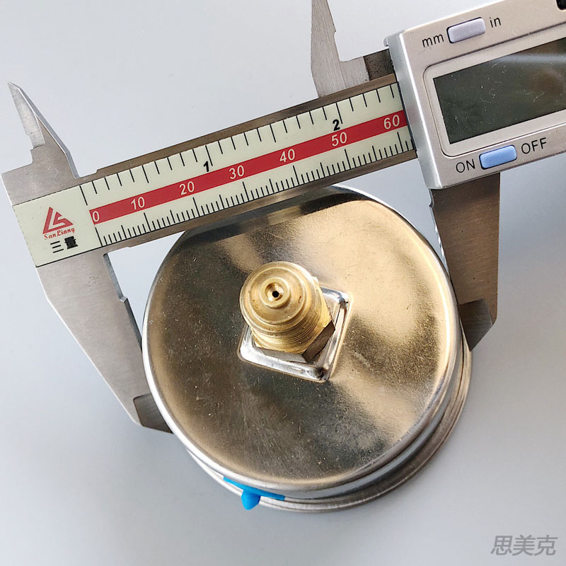 轴向液压表6bar86psi充液防震压力表16bar230psi油压表铜接头G1/4