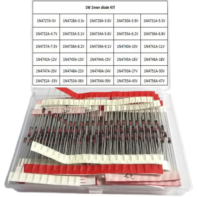 30种600个1W齐纳晶体玻璃稳压二极管1N4727(3V0)-4756A(47V)套装