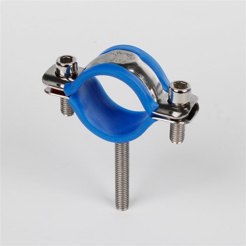 304不锈钢固定卡扣管支架管夹带硅胶垫钢管卡箍抱箍水管卡子管卡