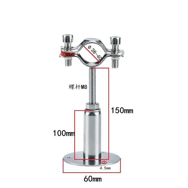 免钉304不锈钢可调节底座管道支架伸缩水管子夹PVC卡夹箍固定管托