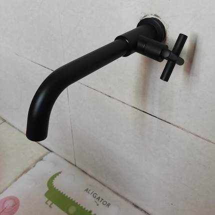 Chrome & Black Out Door Garden Wash Faucet Wall Mount Si
