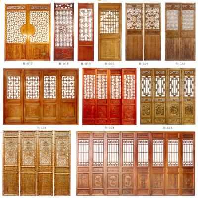 东阳木雕中式花格实木仿古门窗镂空屏风隔断背景墙店铺装修定制做