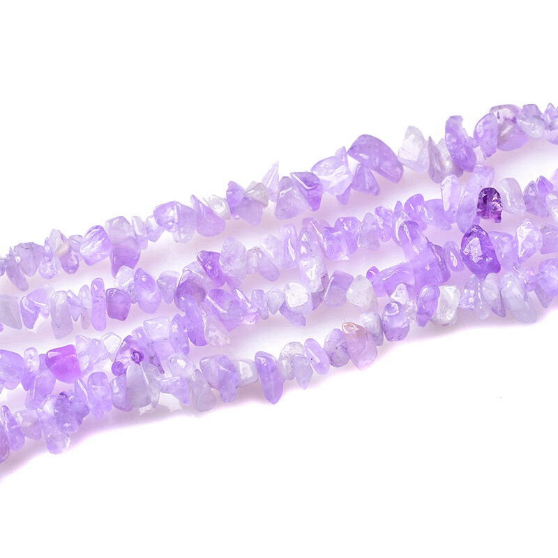 天然紫水晶水晶碎石带孔薰衣草浅紫色半成品diy项链毛衣链配饰