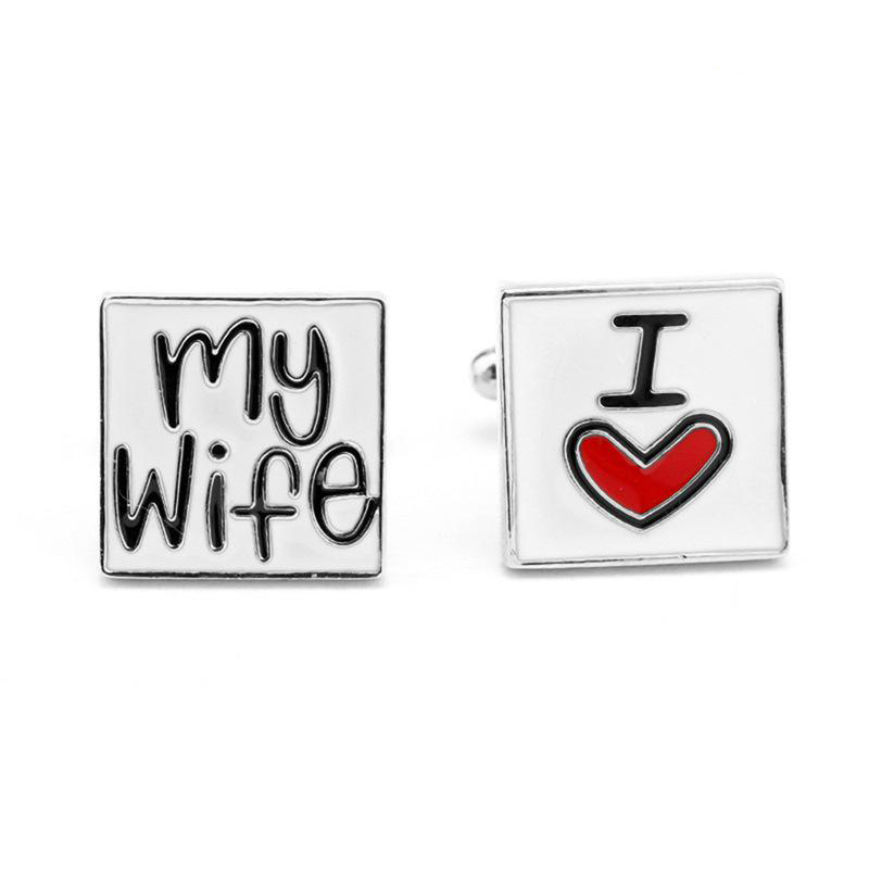 New Fashion Cufflink For Men I Love My Wife Design Good Husb