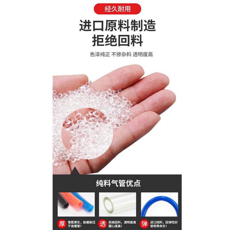 TPM空压机高压PU透明气管8mm4/6/10/12/16/14气动气泵压缩软管8X5
