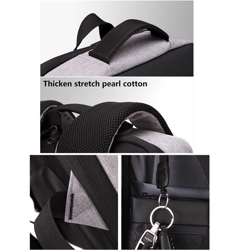 Mens Reflective Strip Multifunctional Anti theft Backpack 1