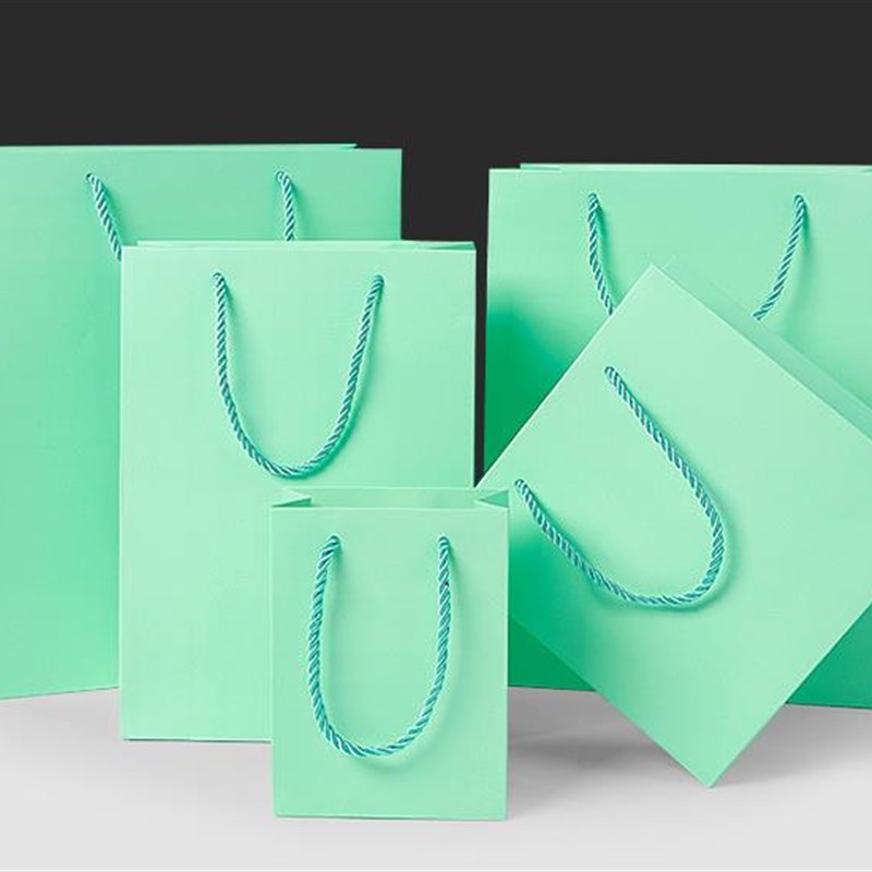 蒂夫兰色清新绿纯色手提袋28*10*33厘米化妆品套装包装袋礼品袋