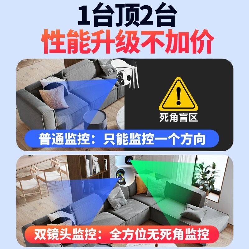 新品无线监控器360度全景无死角家用摄像头手机远程高清夜视室内