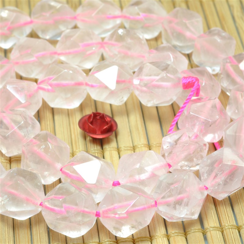 天然粉晶散珠串珠钻切宝石饰品首饰耳环项链diy手錬材料配珠珠子