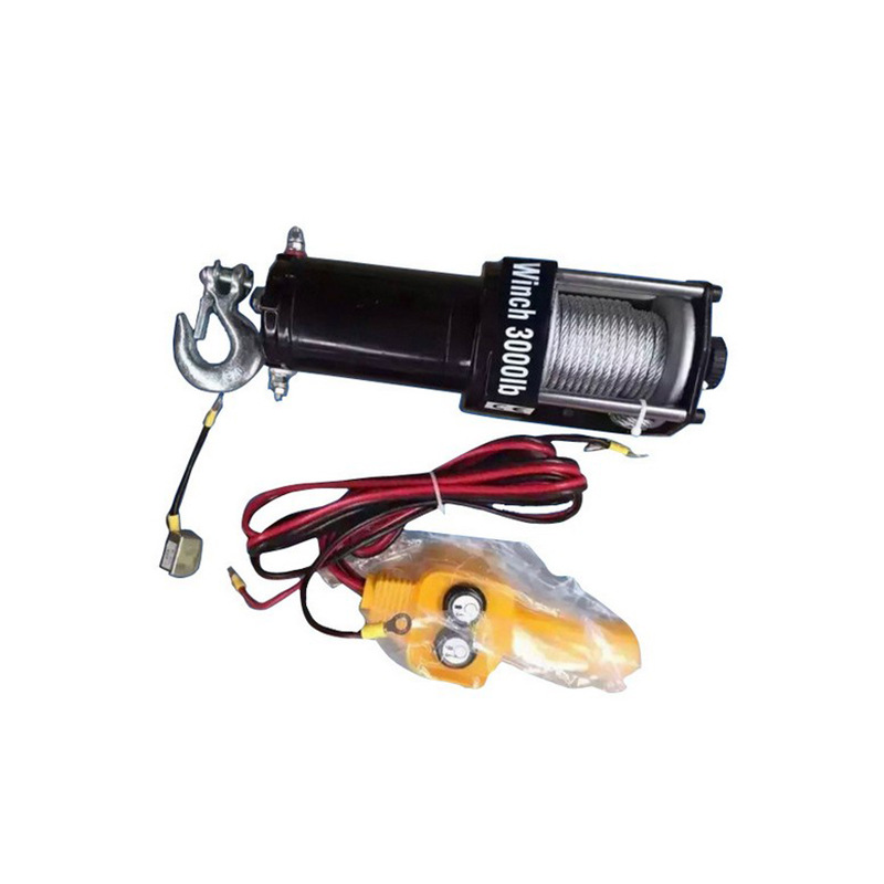 12V24V微型车载电动绞盘3000磅电动绞盘小型电动吊机提升机