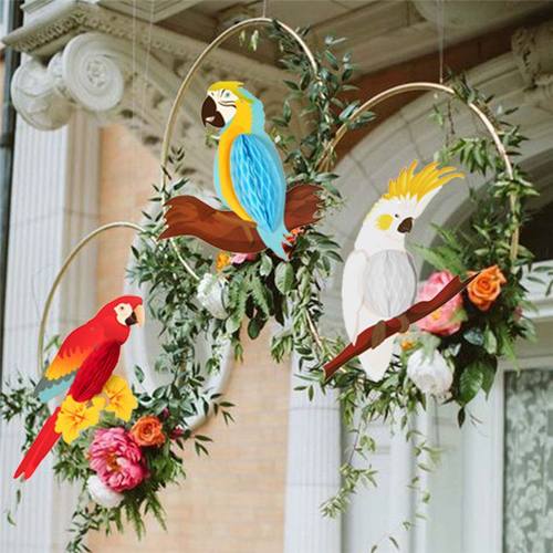 Hanging Paper Party Decoration 6pcs Vivid Honeycomb Parrots