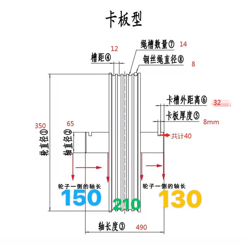 蒂森电梯反绳轮导向轮对重轮动滑轮350/460/410/520槽12/14/18/10