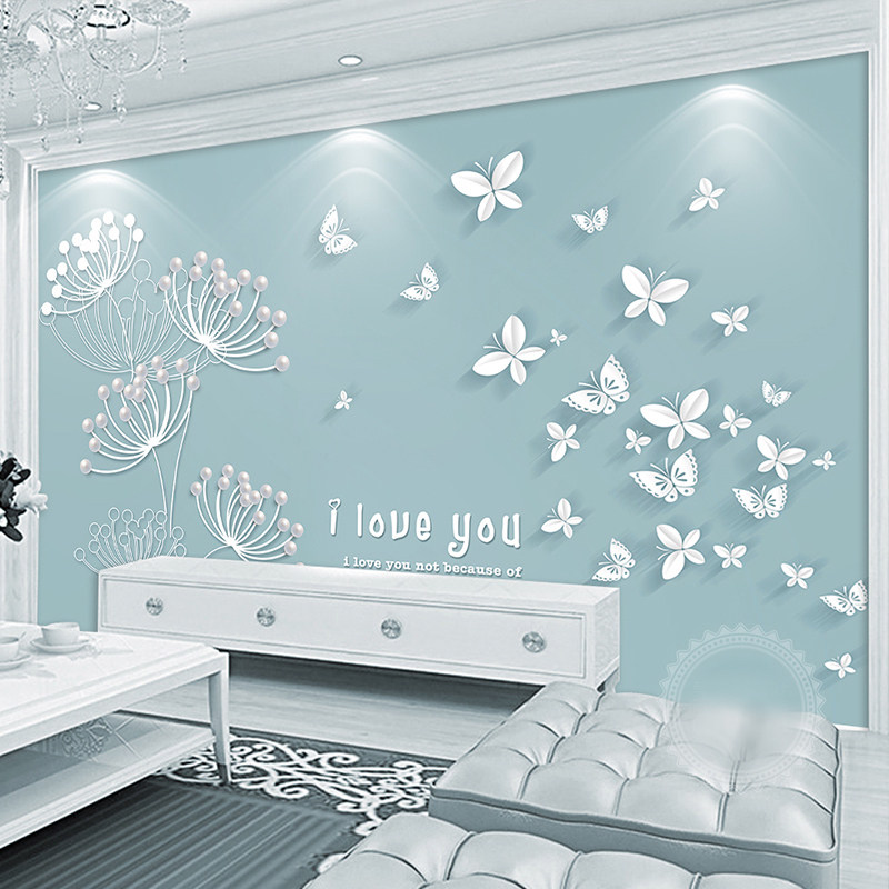 8d网红蒲公英电视背景墙壁纸现代简约装饰墙纸3d立体壁画影视墙布