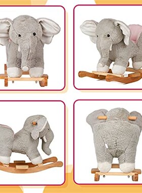 SpecialYou Rocking Horse Wooden Rockers with Seat Elephant R