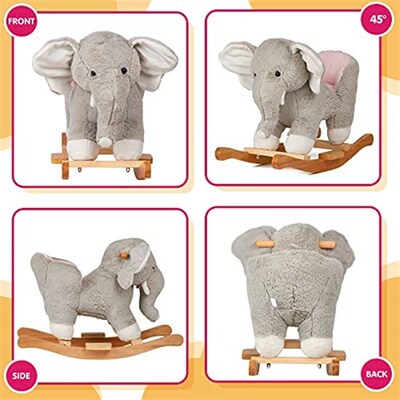 SpecialYou Rocking Horse Wooden Rockers with Seat Elephant R
