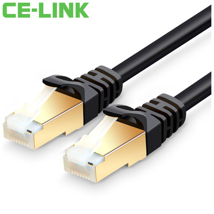 。CE-LINK 1527 CAT7网线10米纯铜镀金七类双屏蔽高速SSTP网络跳
