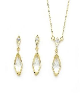 项链日系锁骨链925银白水晶水滴流苏叠戴菱形钻灵动闪百搭镀金一