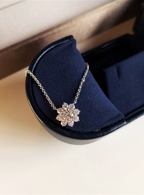 小众方恰拉同款sunflower满钻花朵太阳花1克拉60分锦簇锁骨项链女