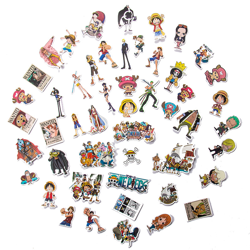 50/100Pcs One Piece Luffy Stickers Anime Sticker Notebook Mo