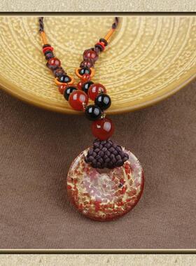 毛衣链长款项链挂件吊坠民族风复古配饰百搭女装饰琉璃衣服简约品