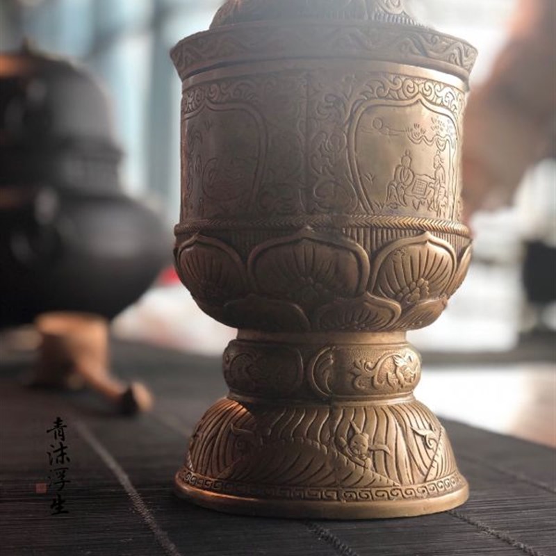 唐代煎茶茶具之一防法门寺出土茶具 纯铜罐 深色储物罐 工艺品