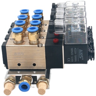 DC24V 极速二位五通电磁阀组4V210 AC220V 配6mm 二三四五十位