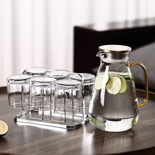 耐高温玻璃水具套装家用客厅茶水泡茶壶茶杯收纳架凉水壶大容量