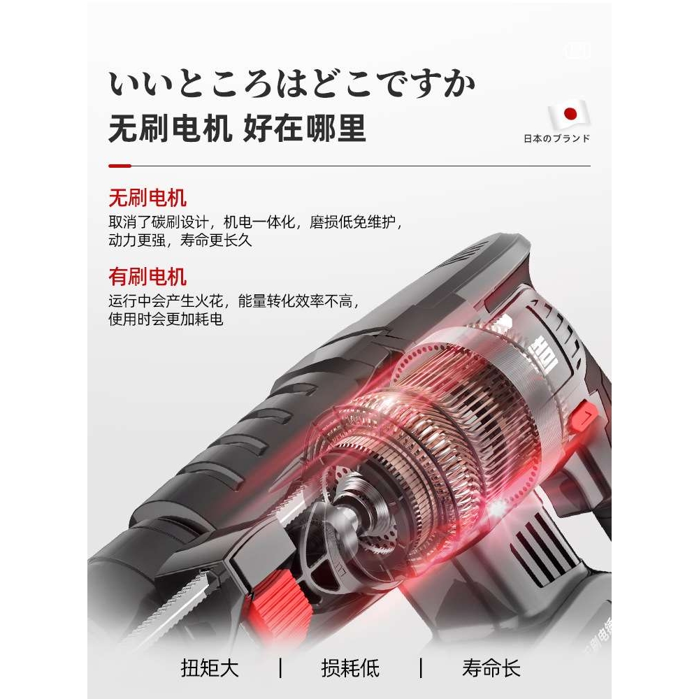 新款质造无刷充电式电锤电镐大功率冲击钻混凝土锂电工具工业电钻