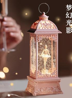 直销新款创意儿童公主小女孩生日礼物跳舞芭蕾八音盒飘雪旋转水晶