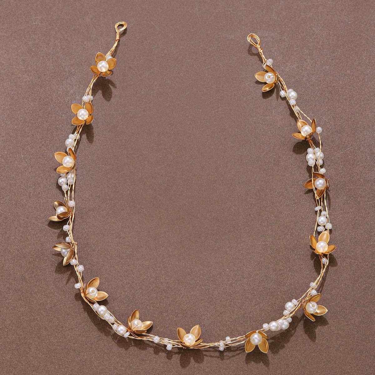 直销新款韩式婚饰手工花朵串珠新娘头饰发带优雅小饰品公主范发饰