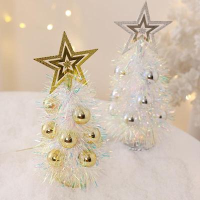 直销新款跨境新品 圣诞节装饰品 毛条迷你圣诞树摆件 酒店派对桌