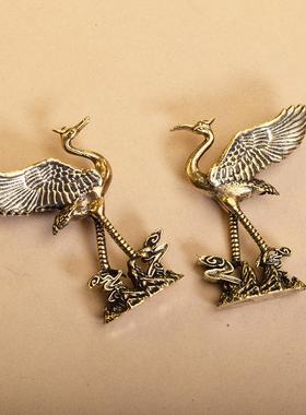 新款直销黄铜仙鹤摆件桌面茶宠摆设铜器工艺品把件动物景区地摊夜