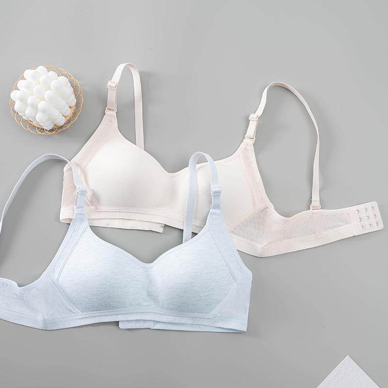 直销新款侧收防下垂内衣女无钢圈大学生高中少女文胸小胸聚拢纯棉