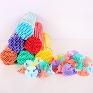 直销新款新料气球杆透明马卡龙色气球支撑棒子32厘米40金属拖杆