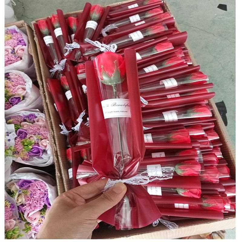 直销新款新品单支玫瑰香皂花肥皂花教师节七夕情人节礼品康乃馨玫