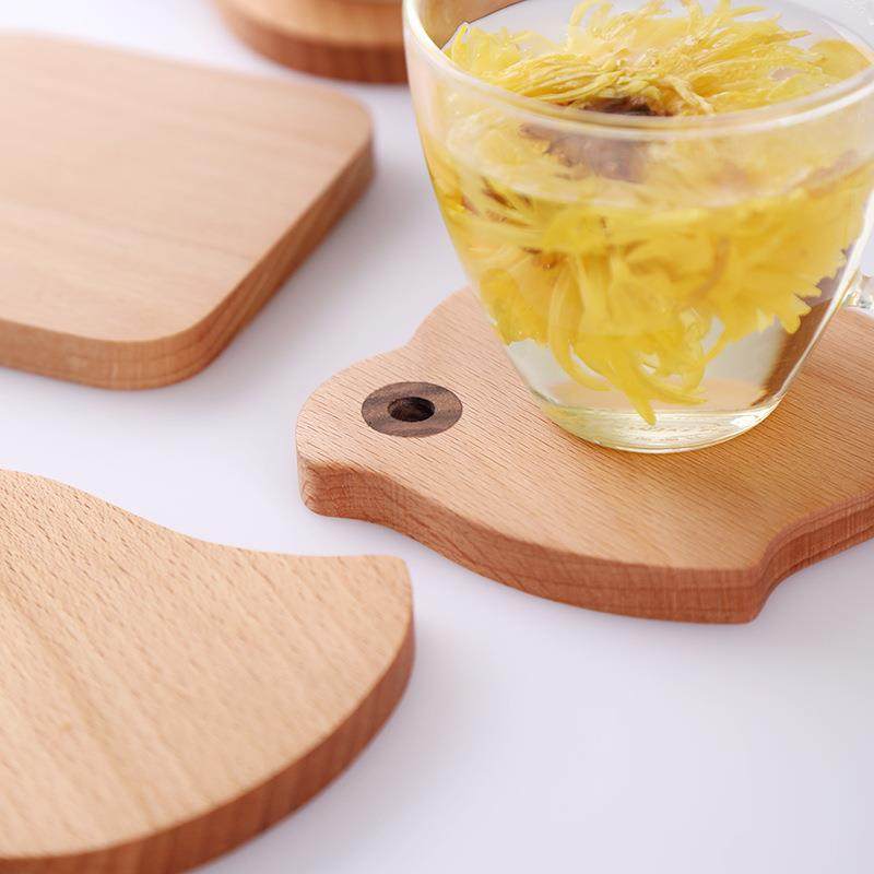 新款直销茶杯垫木质 diy 功夫茶 卡通木质动物杯垫咖啡杯垫木制隔,餐饮具,餐垫,淘宝优惠券,粉丝福利购,淘宝优惠卷