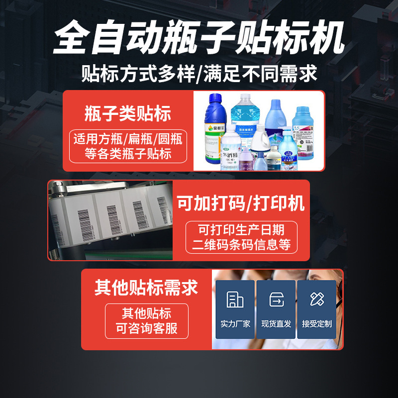 全自动圆瓶车标贴机矿泉水酒瓶罐头打码车标贴机红酒瓶不干胶贴标