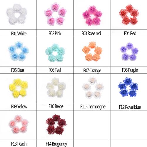 50Pcs Artificial Foam Lace Rose Heads 3.5cm Flower for DIY W