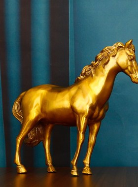 铜马摆件黄铜站马马到成功家居客厅办公室开业送礼桌面中式装饰品