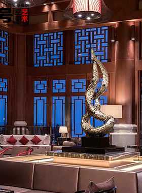 金属不锈钢大型落地摆件抽象雕塑艺术品会所酒店大堂玄关软装饰品