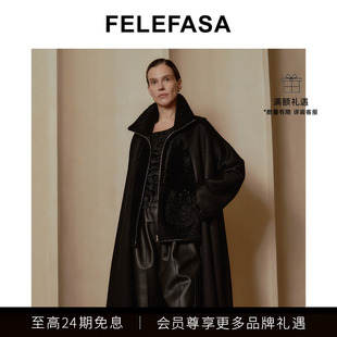 FELEFASA斐梵萨25冬女装 哥伦布羊绒长款双面呢大衣外套