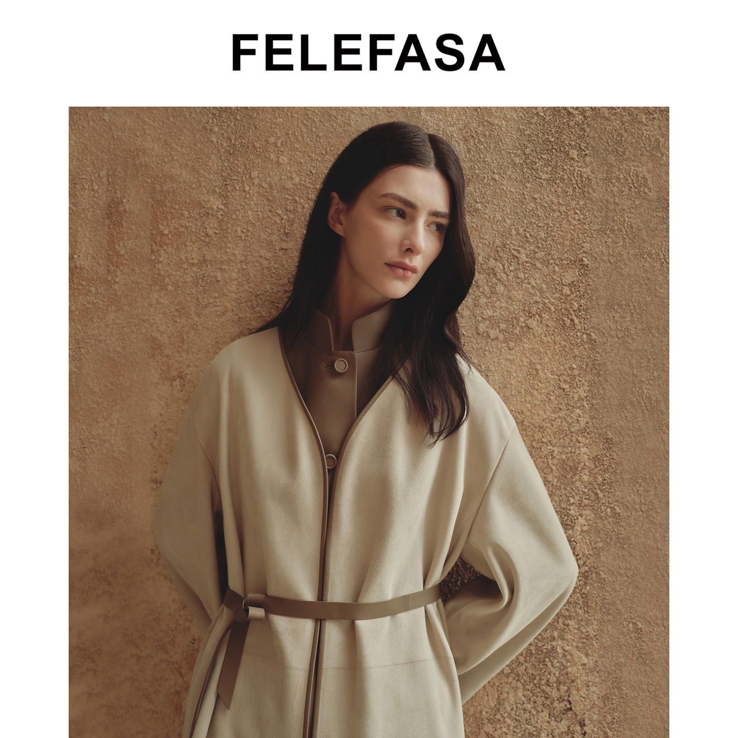 FELEFASA斐梵萨女装 26秋新bonaudo牛皮马甲/长款绒面羊皮外套女