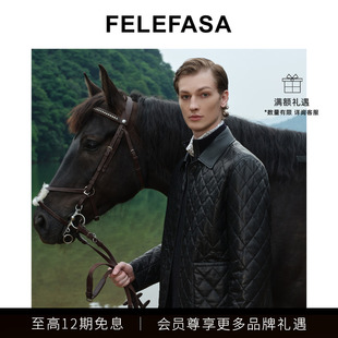 FELEFASA斐梵萨秋男装 Bonaudo羊皮翻领绗棉夹克皮衣棉服外套
