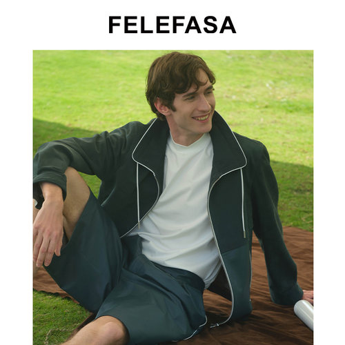 FELEFASA斐梵萨26夏男装 Bonaudo牛皮翻领休闲夹克皮衣外套