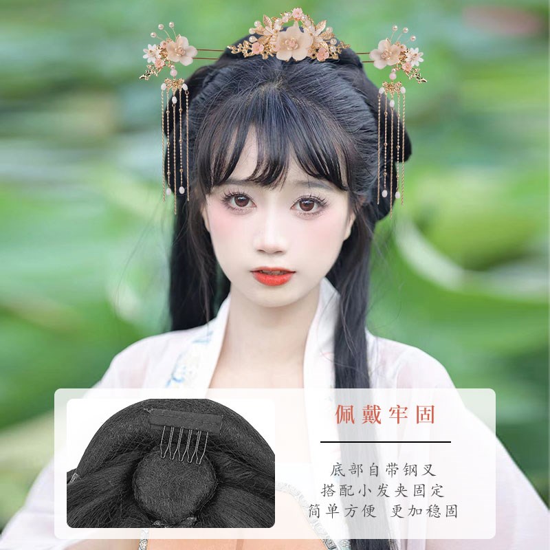 汉服假发一体式古风后脑勺发包古装魏晋风明制造型全盘发后压发髻