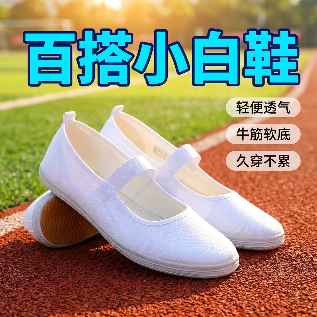 女款小白帆布鞋软底透气表演
